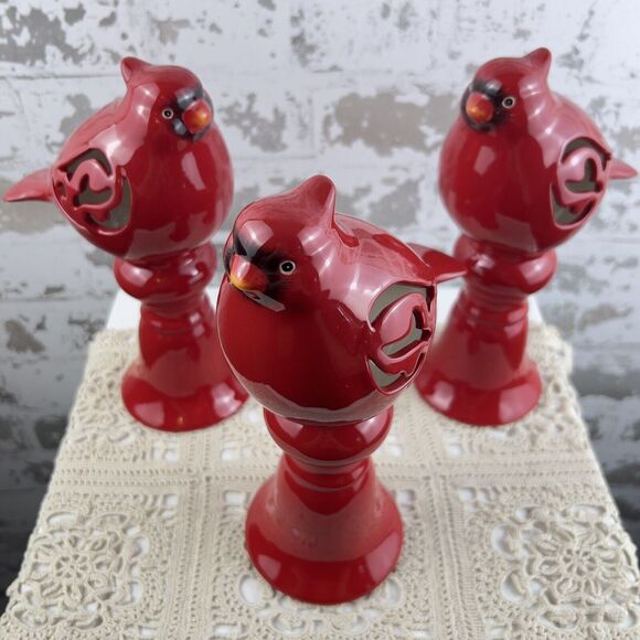 Silvestri Cardinal Centerpiece Figures Set Of 3 Reticulated Hand Crafted 8” - Picture 4 of 11